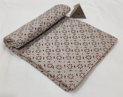 HAND BLOCK PRINTED COTTON FABRIC – TRADITIONAL RED GEOMETRIC LATTICE