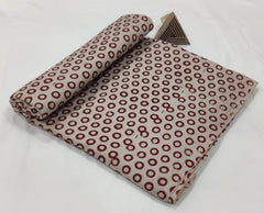 HAND BLOCK PRINTED COTTON FABRIC – TRADITIONAL RED GEOMETRIC LATTICE