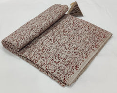 HAND BLOCK PRINTED COTTON FABRIC – TRADITIONAL RED GEOMETRIC LATTICE