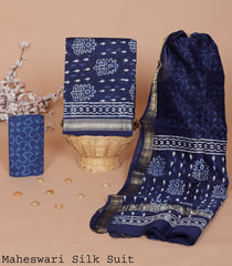 MAHESWARI SILK SUIT – ROYAL INDIGO WITH ETHNIC CHARM