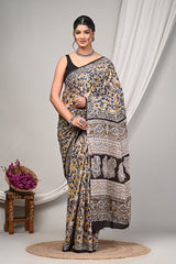 ELEGANT HANDCRAFTED KALAMKARI PRINT COTTON SAREE