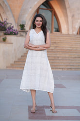 Elegant Off-White Sleeveless One-Piece for Women | Casual Summer Dress