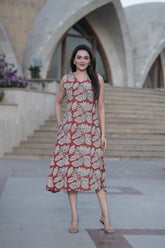 Block-Printed Beauty: Handcrafted Terracotta Dress