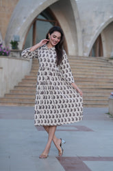 Heritage Charm: Cotton Collar Dress with Traditional Keri Print