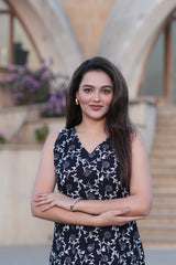 Timeless Charm: Black & White Sleeveless Cotton Dress