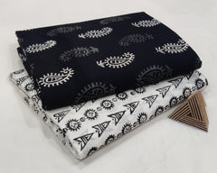 BLACK & WHITE HAND BLOCK COTTON DRESS MATERIAL