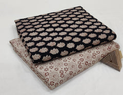 Midnight Bloom & Beige Blossom Block Printed Cotton Set