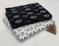 BLACK & WHITE HAND BLOCK COTTON DRESS MATERIAL