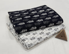 BLACK & WHITE HAND BLOCK COTTON DRESS MATERIAL