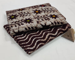 HANDCRAFTED BATIK PRINT COTTON FABRIC SET – RICH BROWN & MULTICOLOR ACCENTS