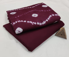 DEEP MAROON COTTON FABRIC COMBO – SOLID + CIRCULAR TIE-DYE