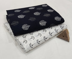 CLASSIC BLACK & WHITE COTTON FABRIC SET – HAND BLOCK PRINTED COMBO