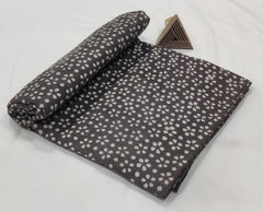 CHARCOAL BLACK HAND BLOCK PRINTED COTTON FABRIC MINI FLORAL DOTS