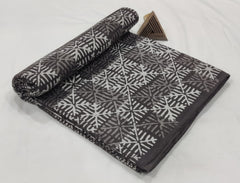 BLACK & WHITE ABSTRACT LEAF MOTIF COTTON FABRIC