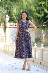 Bold Chevron Print Fit and Flare Dress