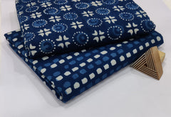 HANDCRAFTED INDIGO DABU COTTON FABRIC – SET OF 2