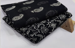 HANDCRAFTED BLACK & WHITE COTTON FABRIC (2 PIS SET)