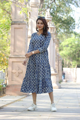 STYLISH GEOMETRIC PRINT TIERED DRESS