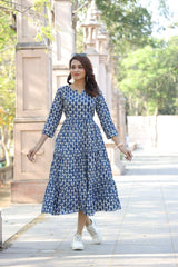 STYLISH GEOMETRIC PRINT TIERED DRESS