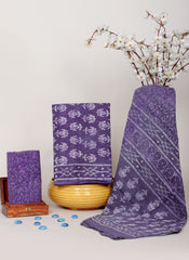 PURPLE HANDCRAFTED COTTON MULMUL SUIT SET