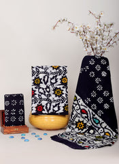 HANDCRAFTED BATIK COTTON DRESS MATERIAL– BLACK WITH MULTICOLOR MOTIFS