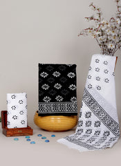 HANDCRAFTED BLACK & WHITE PRINT COTTON DRESS MATERIAL