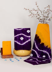 HANDCRAFTED TIE-DYE COTTON FABRIC SET – PURPLE & MUSTARD YELLOW