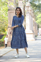 STYLISH GEOMETRIC PRINT TIERED DRESS