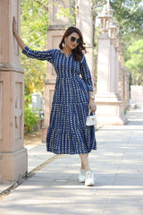 STYLISH GEOMETRIC PRINT TIERED DRESS