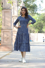 STYLISH GEOMETRIC PRINT TIERED DRESS