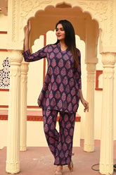 INDIGO GATHERED KURTA CO-ORD SET