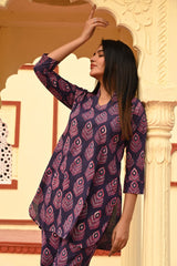 INDIGO GATHERED KURTA CO-ORD SET