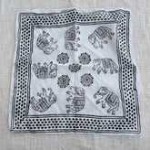 Hand-Block Printed Cotton Bandana – Elephant & Floral Motif