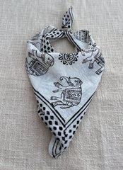 Hand-Block Printed Cotton Bandana – Elephant & Floral Motif