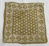 Hand-Block Printed Cotton Bandana – Olive Green Floral Botanical Design