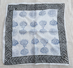Hand-Block Printed pigment Cotton Bandana