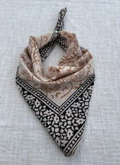 Hand-Block Printed Cotton Bandana – Earthy Floral Ethnic Design