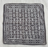 Hand-Block Printed Cotton Bandana – Dark Charcoal Geometric Tribal Print