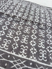 Hand-Block Printed Cotton Bandana – Dark Charcoal Geometric Tribal Print