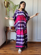 VIBRANT PINK & PURPLE TIE-DYE COTTON KAFTAN DRESS