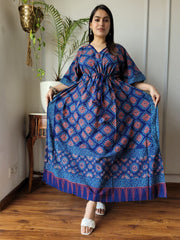 NAPTOL HAND BLOCK PRINT COTTON KAFTAN DRESS