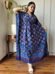 NAPTOL HAND BLOCK PRINT COTTON KAFTAN DRESS