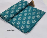 Premium Handblock Printed Cotton Fabric – Teal Blue