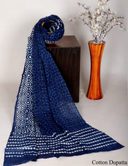 INDIGO DABU HANDBLOCK PRINTED MULMUL DUPATTA