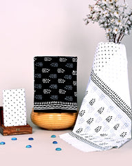 HANDCRAFTED BLACK & WHITE PRINT COTTON DRESS MATERIAL