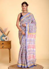 ELEGANT HANDCRAFTED MAHESHWARI SILK COTTON SAREE – PASTEL BLOOM
