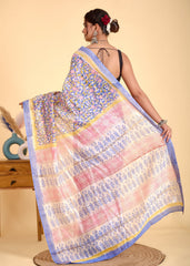 ELEGANT HANDCRAFTED MAHESHWARI SILK COTTON SAREE – PASTEL BLOOM