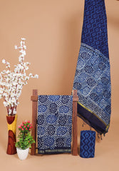 INDIGO CHARM HANDBLOCK PRINTED COTTON SUIT SET