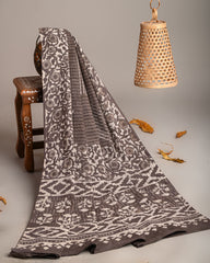 EARTHY BROWNDABU HANDBLOCK PRINTED MULMUL DUPATTA