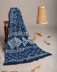 INDIGO DABU HANDBLOCK PRINTED MULMUL DUPATTA